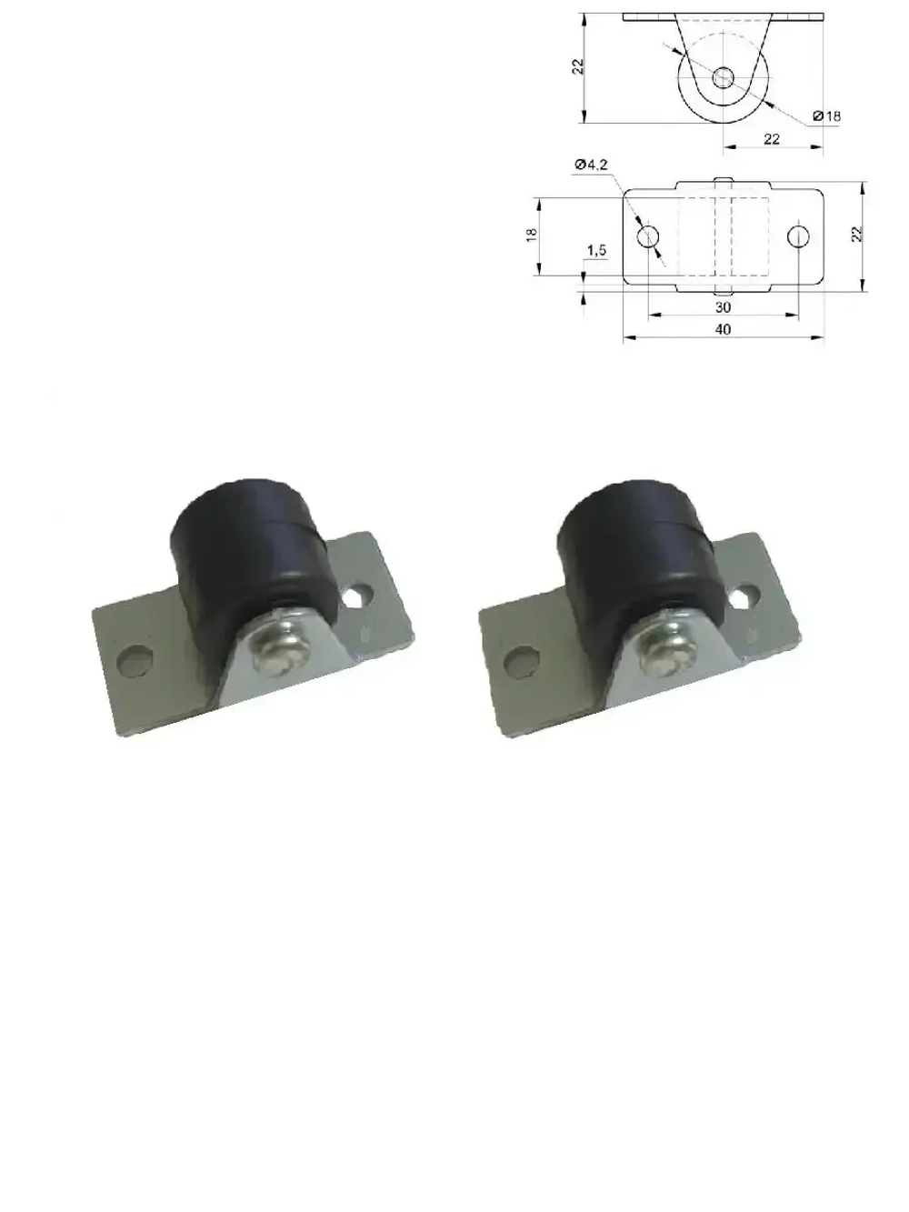 Колесо неповоротное – резиновое, мягкое, мебельное