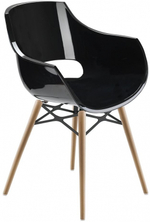 Кресло пластиковое Papatya Opal Wox Beech, натуральный, черный