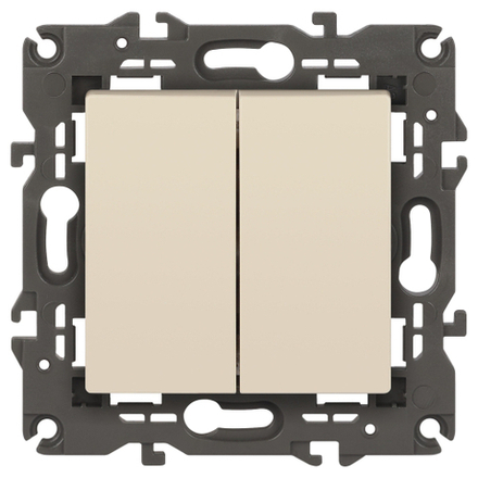 Переключатель ЭРА Elegance 14-1106-02 двойной 10АХ-250В, IP20 слоновая кость
