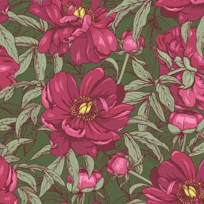 пионы на зеленом фоне