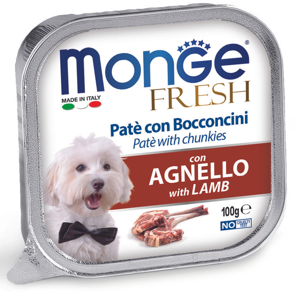 Влажный корм Monge Dog Fresh для собак, с ягненком, консервы 32 шт по 100 г