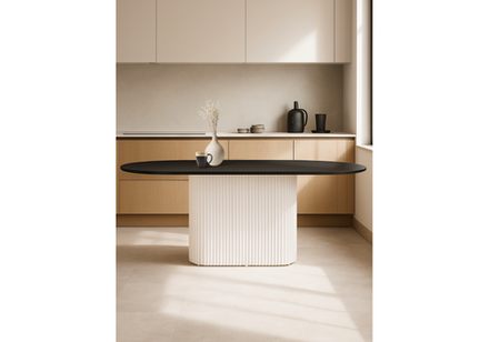 Стол деревянный Woodville Барон О 200 х 90 черная пленка шагрень, белые ноги, ножки белые