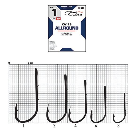 Крючки Cobra ALLROUND CA129  №4, 10 шт.