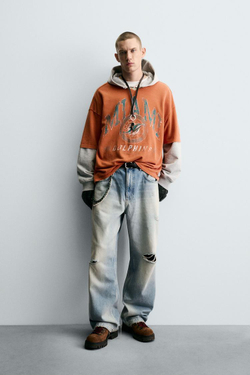 ZARA ФУТБОЛКА СТРУКТУРИРОВАННАЯ NFL MIAMI DOLPHINS, ОРАНЖЕВЫЙ