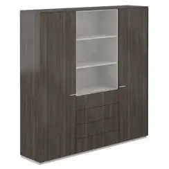 NZ-0303+NZ-0312+NZ-0303.BT.BT / Шкаф для одежды 600 - 2шт. + Шкаф высокий 800 со стеклом мат., 4 ящ., обвязка BT, фасады BT / 2024х450х1976, обвязка BT, фасады BT, стекло матовое GLM