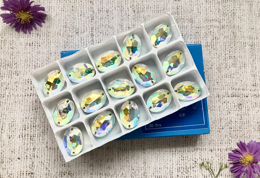 Стразы пришивные "Asfour Crystal" №505 AB, 2,4х1,5 см