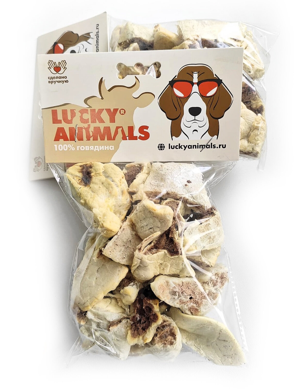 Лакомство для собак Lucky Animals "Легкое говяжье М", 70г, 1 пачка