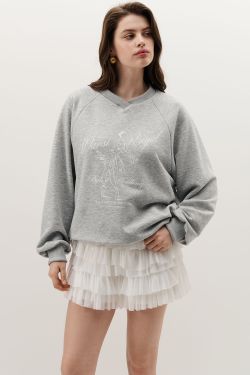 Свитшот с V-образным вырезом цвета серый меланж