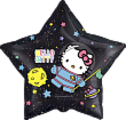 Шар (22""/56 см) Звезда, Hello Kitty, Космонавт, Черный, 1 шт. в уп. Е36