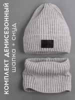 Шапка для мальчика со снудом демисезонная серая