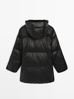 Massimo Dutti Куртка-пуховик с капюшоном, черный