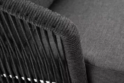 "Верона" кресло плетеное из роупа, каркас алюминий темно-серый (RAL7024) муар, роуп темно-серый круглый, ткань темно-серая 027