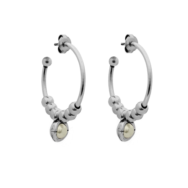 Серьги-кольца Ciclon Esencia с серебряным покрытием и жемчугом Swarovski A211604-40 BW/S