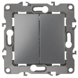 Переключатель ЭРА Серия 12 12-1112-12 перекрёстный двойной, 10АХ-250В, графит