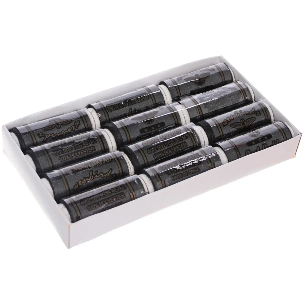 Нитки в наборе 12шт «Favorite Hous», цвет черный, намотка 200м