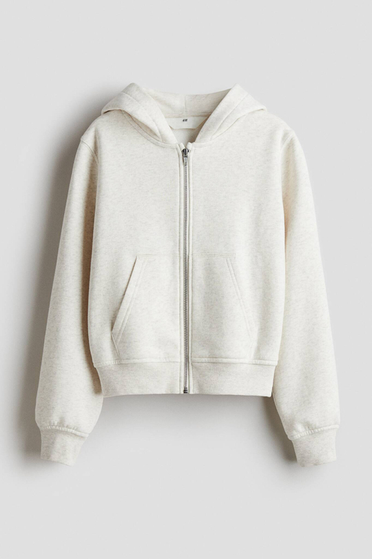 H&M Толстовка с капюшоном и застежкой-молнией, кремовый