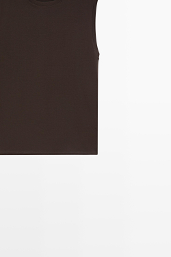 Massimo Dutti Топ без рукавов из 100% хлопка, шоколадный