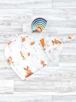 Пеленальный кокон и шапочка Mjölk Лисички