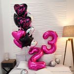 Шар (19"/48 см) Сердце, Люблю тебя (буквы граффити), Черный 1 шт.