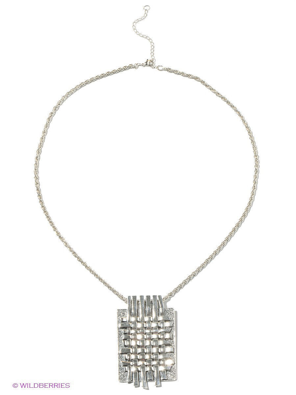 "Плетенка" подвеска в серебряном покрытии из коллекции "Сударыня" от Jenavi с замком карабин