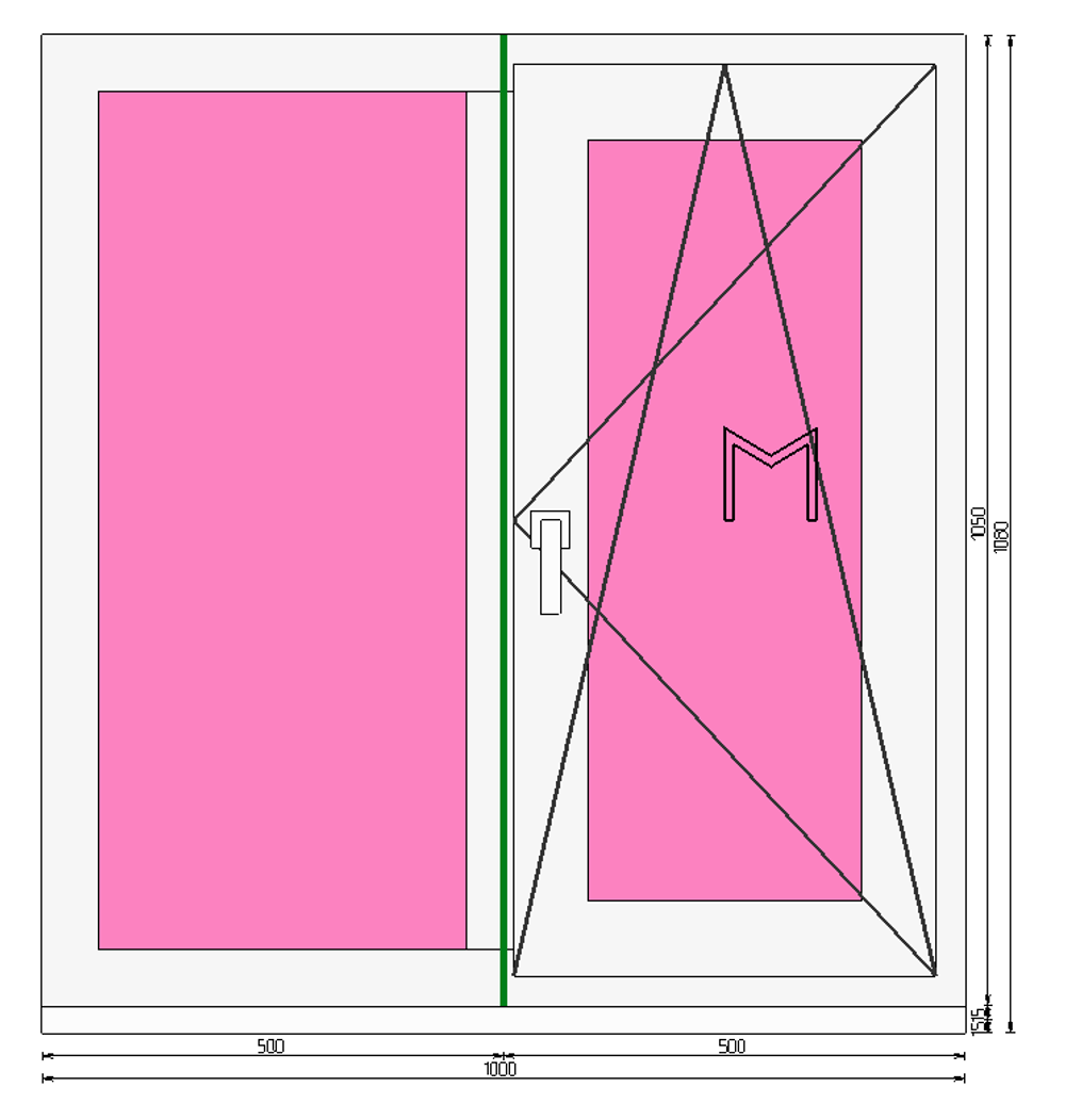 Пластиковое окно 1050 х 1000 ТермА Эко + Москитная сетка