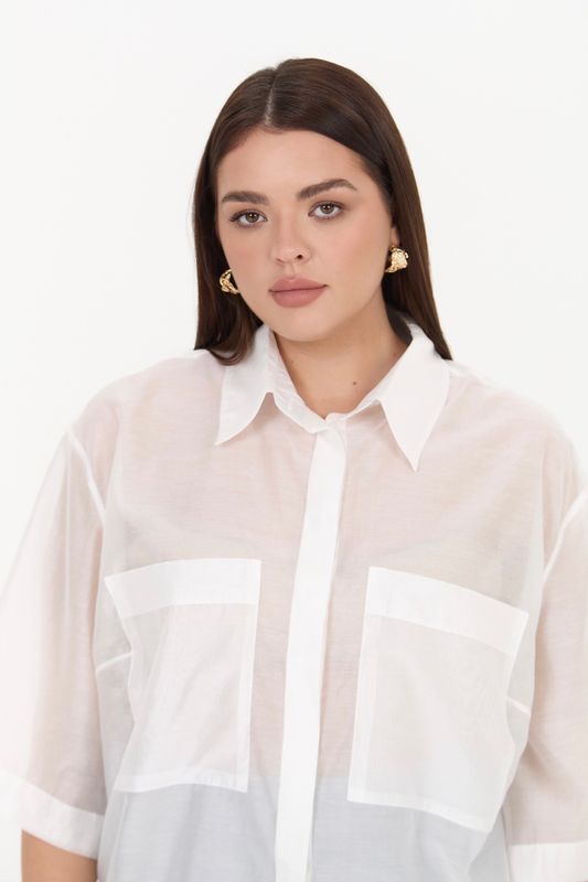 Рубашка с коротким рукавом, молочный