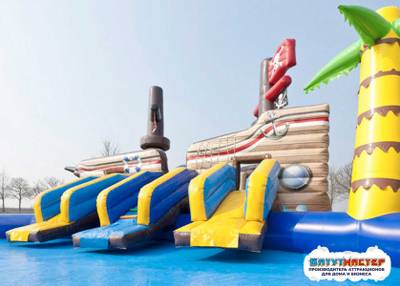 Надувной аквапарк с бассейном и горками «Пиратская бухта», 31×15×8,5 м