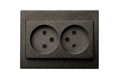 Розетка Двухместная без Заземляющих Контактов Антрацит LIREGUS EPSILON