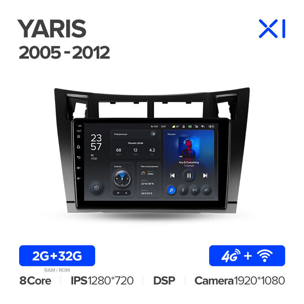 Teyes X1 9" для Toyota Yaris 2005-2012