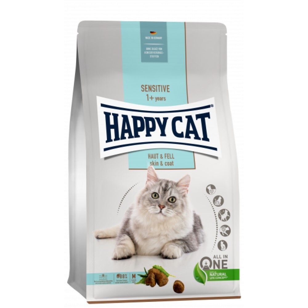 Happy Cat Sensitive - корм для кошек с чувствительной кожей и шерстью с курицей и лососем