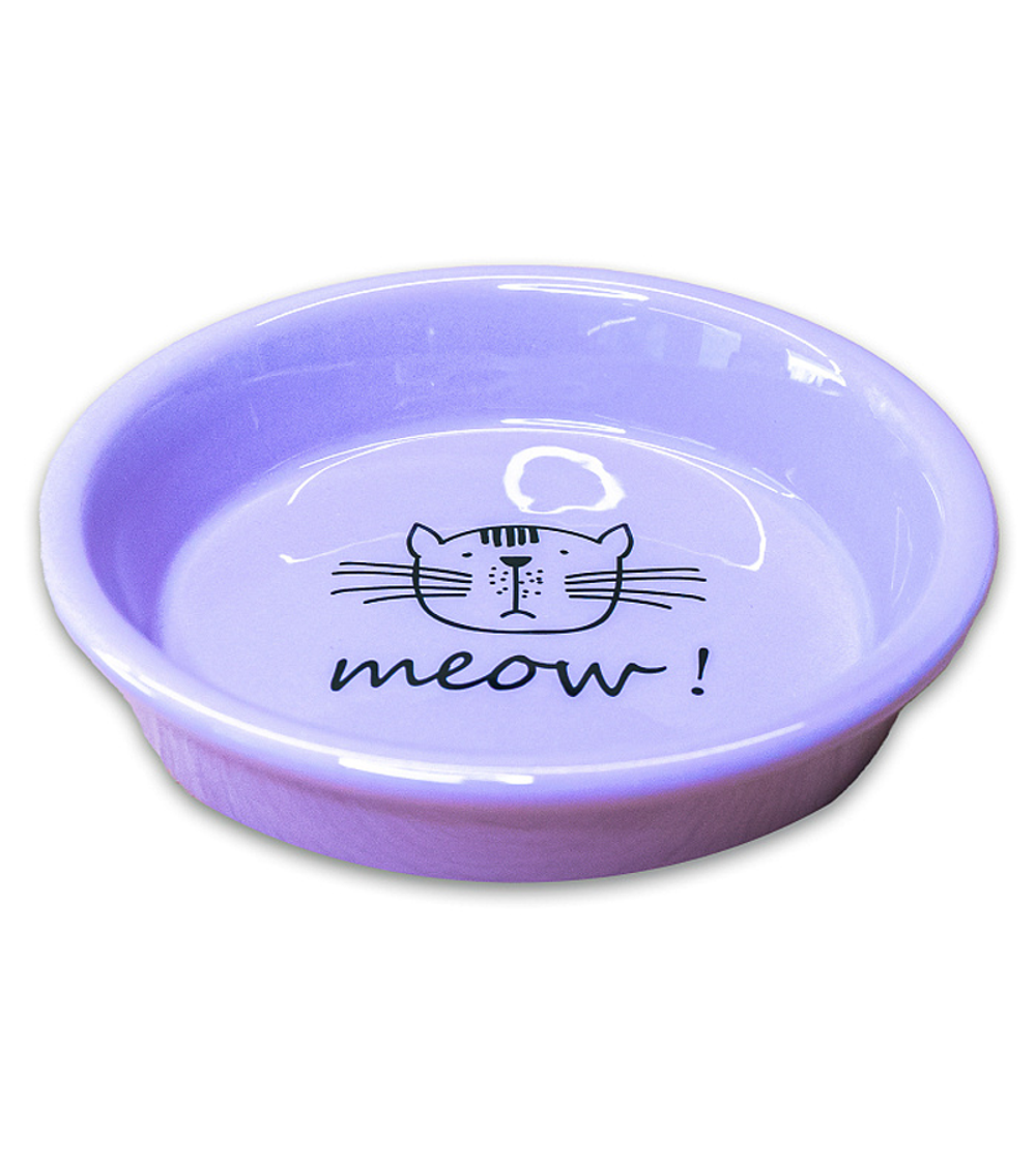 Mr.Kranch Миска керамическая для кошек MEOW! 200 мл сиреневая