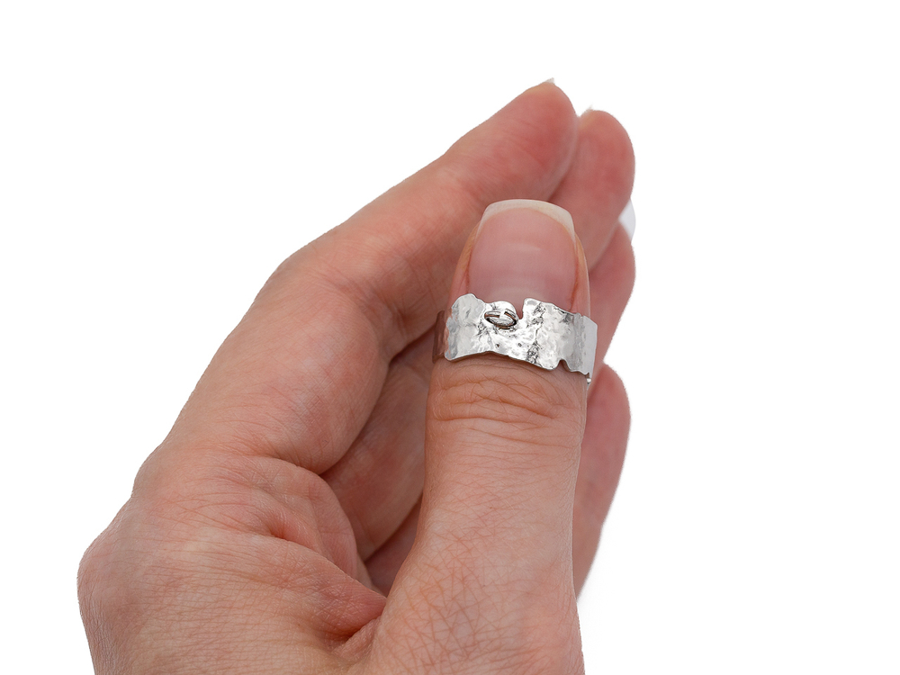 210007-з Основа для кольца "Мятый металл" с петелькой, позолота