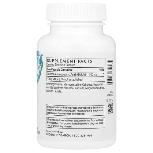 Thorne, PharmaGABA-100, 60 капсул (100 мг в 1 капсуле)
