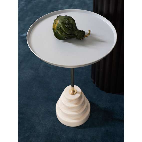 Столик кофейный Sustainable Collection, Ø38х53 см, серый, белый мрамор