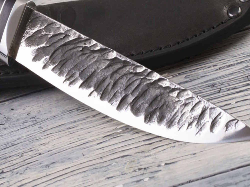 Якутский нож "Амга", сталь Х12МФ, рукоять черный мореный граб