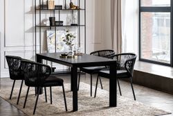 "Венето" обеденная группа на 4 персоны со стульями "Милан", каркас темно-серый, роуп темно-серый