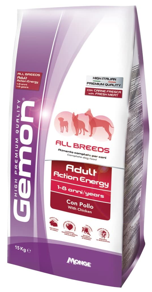 Gemon 15кг Dog Action Energy корм для взрослых собак всех пород с повышенной активностью