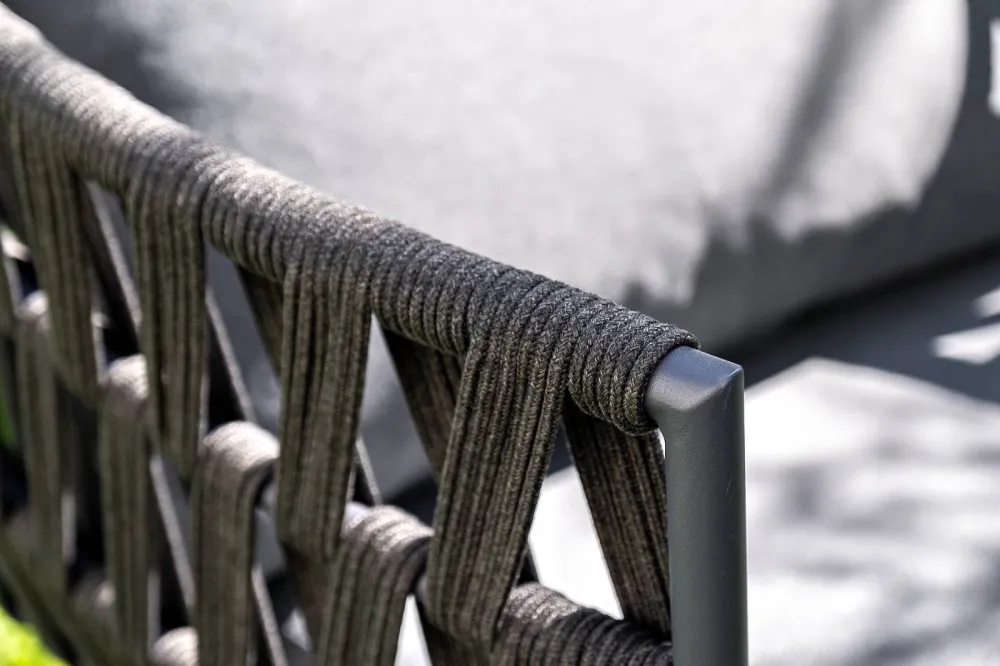 "Диего" лаунж-зона 4-местная плетеная из роупа (веревки), каркас алюминиевый темно-серый, роуп темно-серый