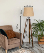 Торшер напольный коричневый с горчичным абажуром в стиле лофт, светильник напольный классический, Фьорд, E27, 60 Вт