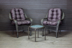 Садовый комплект из искусственного ротанга Мэдисон НЬЮ (Medison NEW) Balcony set с круглым столиком с подушками на сиденье и спинку