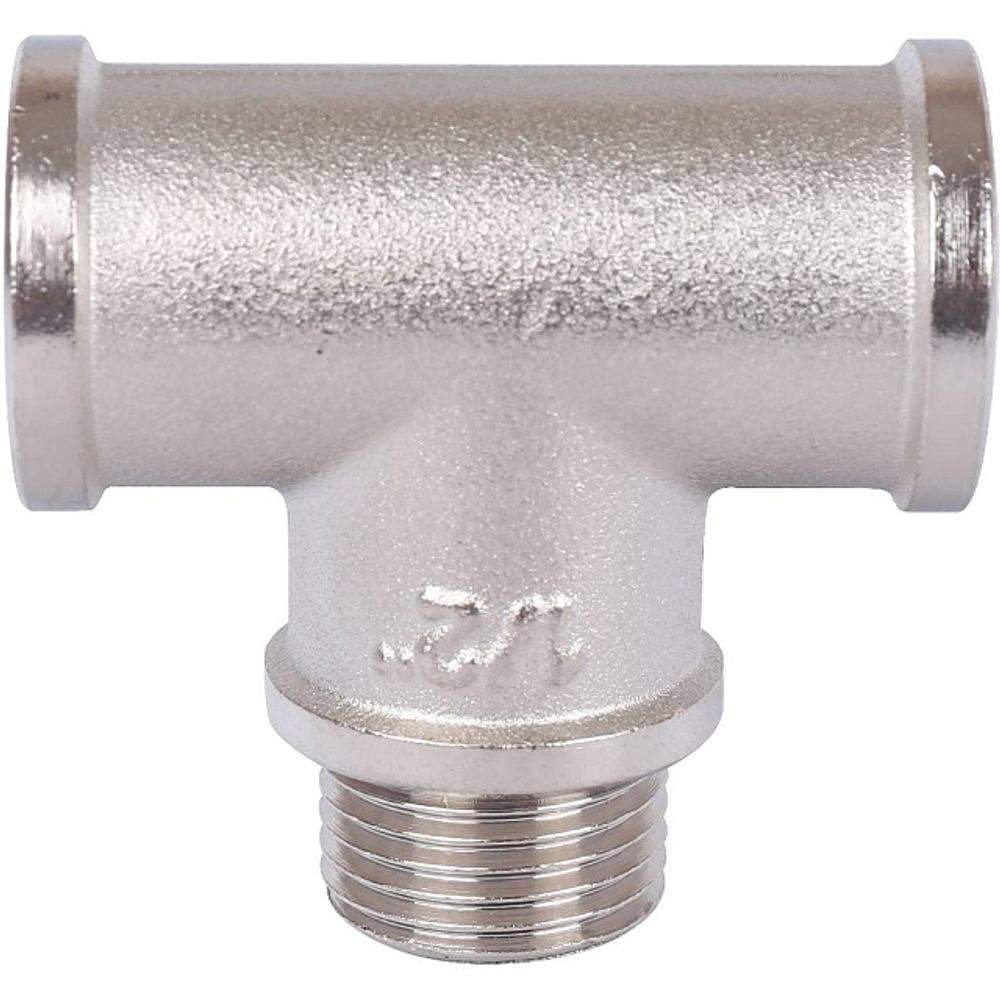 Тройник с внутренней и наружной резьбой STOUT SFT 0065 - 1/2" (ВР/НР/ВР, латунь никелированная)