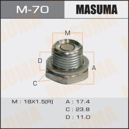 Болт маслосливной с магнитом Masuma М-70 TY 18*1.5