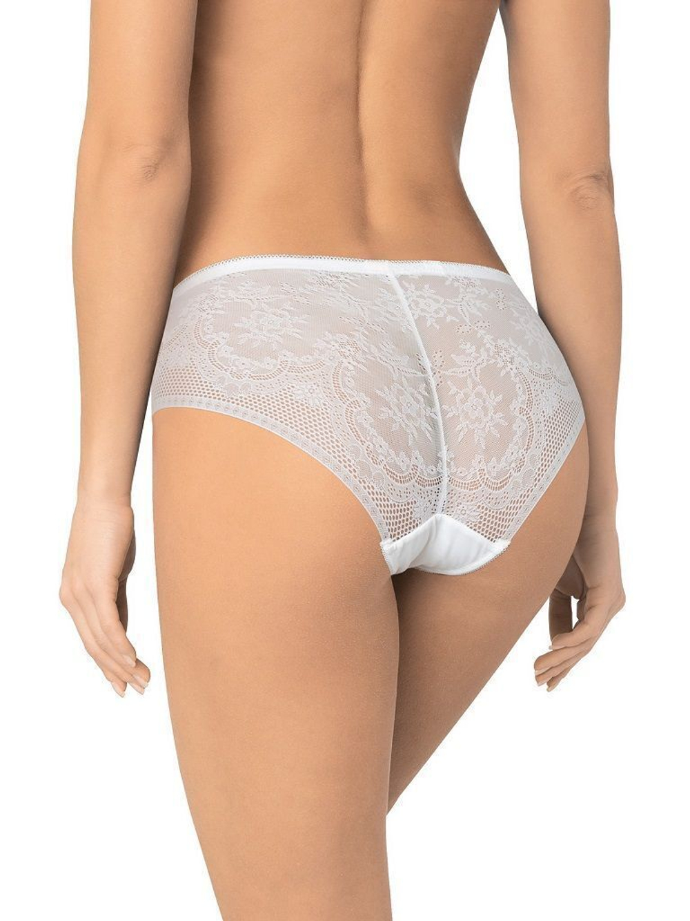 Трусики-слипы из тончайшего кружева и эластичного полотна (Размер: L) (Цвет: молочный)