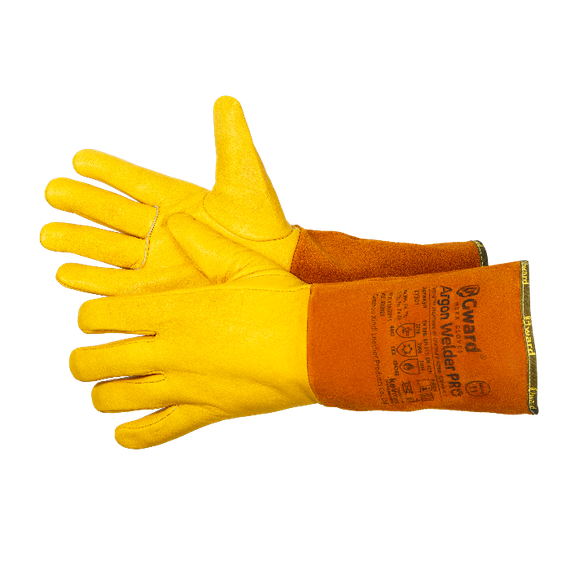 Краги GWARD Argon Welder PRO, из спилка, с перчаткой из желтой кожи