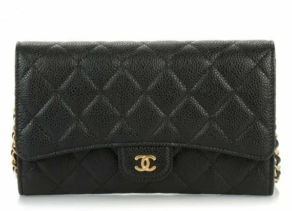 Стеганый кошелек Chanel Caviar на съемной цепочке