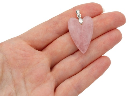 Подвеска "Сердце" 33мм из розового кварца (в ассортименте)