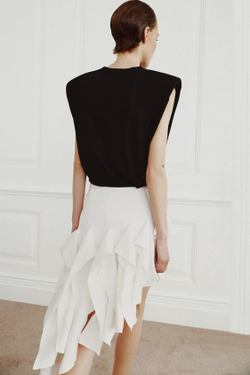 ZARA ФУТБОЛКА СО СВОБОДНЫМИ РУКАВАМИ И ПОДПЛЕЧНИКАМИ, ЧЕРНЫЙ