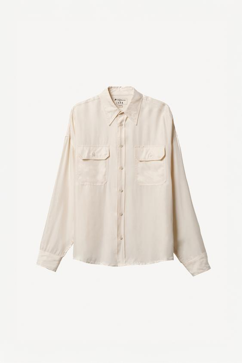 ZARA X WILLY CHAVARRIA СТРУЯЩАЯСЯ РУБАШКА ИЗ КУПРОВИСКОЗЫ, КРЕМОВЫЙ