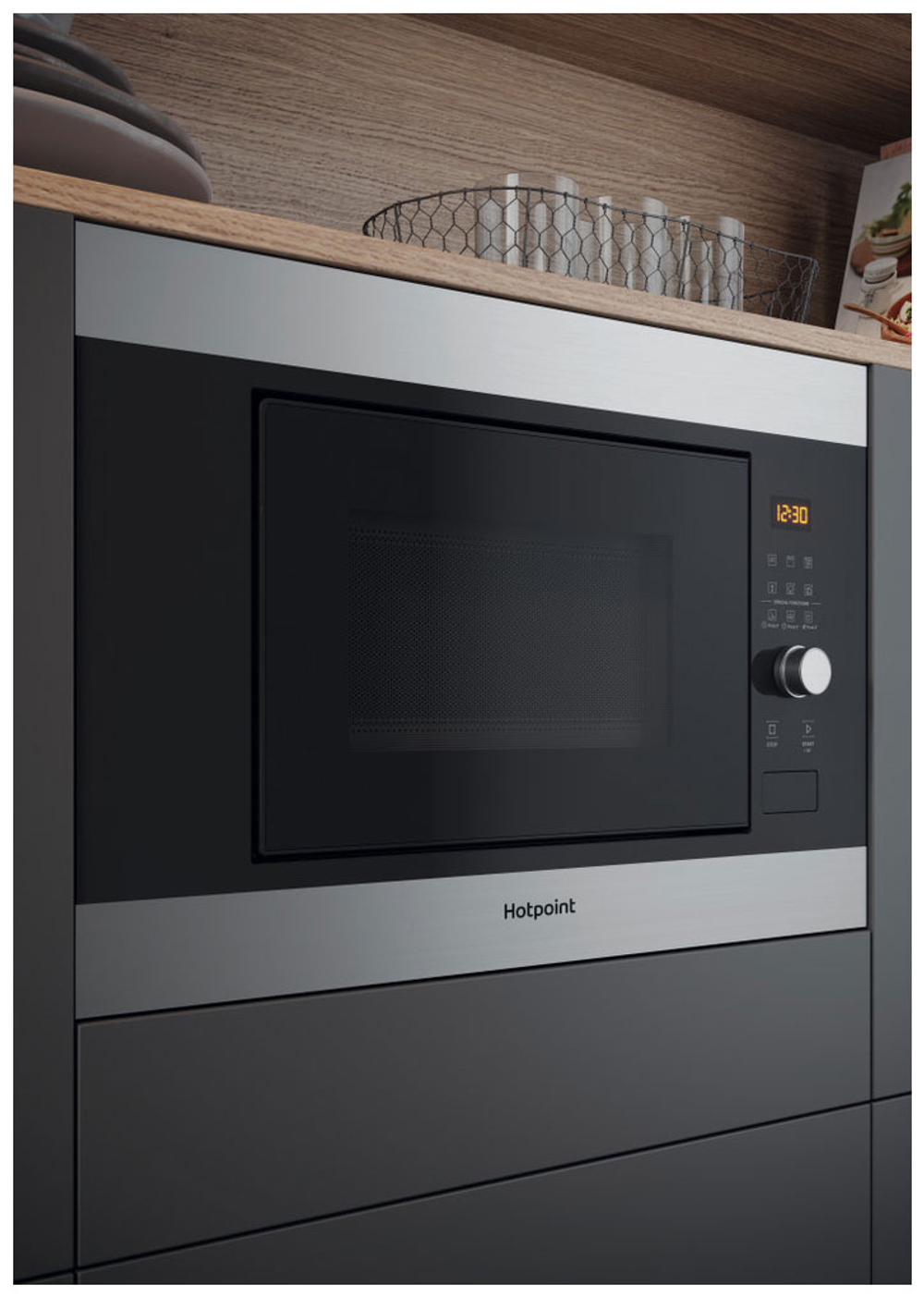 Встраиваемая микроволновая печь СВЧ Hotpoint MF20G IX HA, нержавеющая сталь