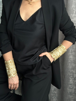 Браслеты-манжеты на пуговицах, золотое кружево, ширина 11 см, Италия